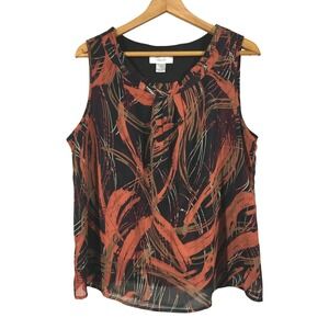 CJ Banks Womens Top‎ Abstract Print Sleeveless Blouse Size X